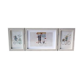 DODXIAOBEUL Silver Hinged Folding Three Picture Frame (Easy to Change Photos) Display 4x6 inch Vertical and 5x7 inch Horizontal Photo or Pictures for Desk Triple Opening Wedding Family Grayish White
