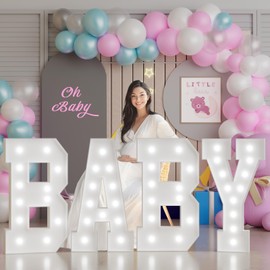 imprsv Baby Shower Decorations for Girl Boy Marquee Letters 3 Feet Tall Large Light Up Letter for Gender Reveal Party Decor