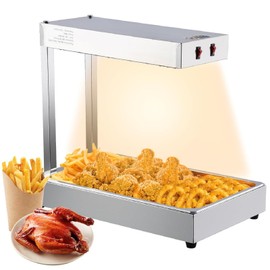 Commercial 560W Stainless Steel French Fry Warmer - Adjustable Heat Lamp & Dump Station for Food Trucks, Buffet Counters, Catering Services