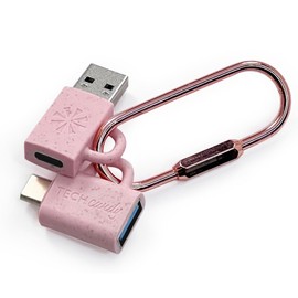 Tech Candy Adapt Dat™ - Juego de 2 adaptadores (USB a USB-C + USB-C a USB) - Rosa