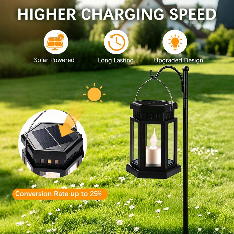 Solar Lanterns Outdoor Waterproof Lights, RGB Color Changing Light 2pack