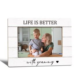 WTOGQ Grammy Grandma Picture Frame, Mother's Day Birthday Gifts for Grandma, Life is Better with Grammy Photo Frame 4x6, Grandmother Wooden Photo Picture Frames for Desk Tabletop Decor
