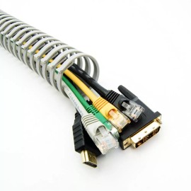 My Cable Mart 20 inch Flexible  Spiral Cable Holder with Adhesive  Gray