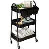 danpinera 3-Tier Rolling Cart, Utility Cart Mobile Metal Rolling Storage