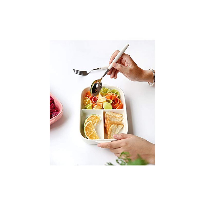 Sizikato Rectangular Ceramic Divided Plate Dinner Plate Luncheon Plate Fruit