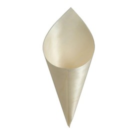VEPATIM 50 disposable finger food cones made of wood, compostable, diameter 9.5 cm, 18 cm