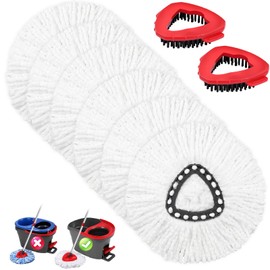 Mop Replacement Heads 6 Pcs & 2 Scrub Brushes Combo for Ocedar Easywring 1-Tank System,Microfiber Spin Mop Replacement Head,Machine Washable for Bathroom,Kitchen,Tub and Tile Cleaning