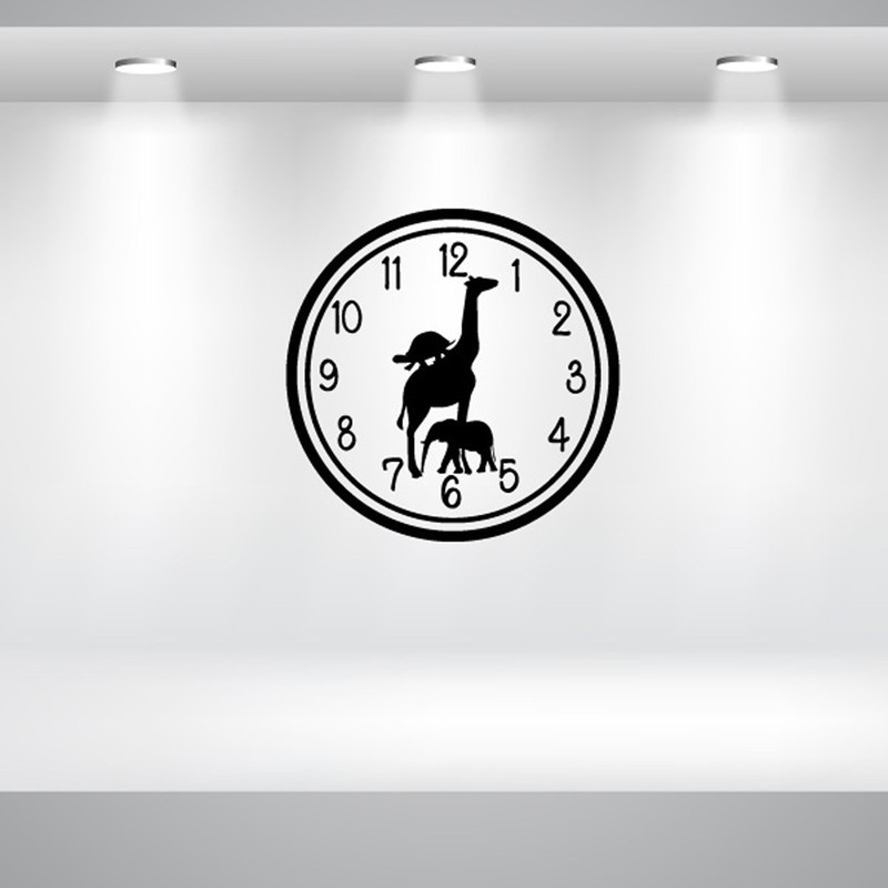 Wall Clock Zoo Wall Decals Stickers, Black, 15"