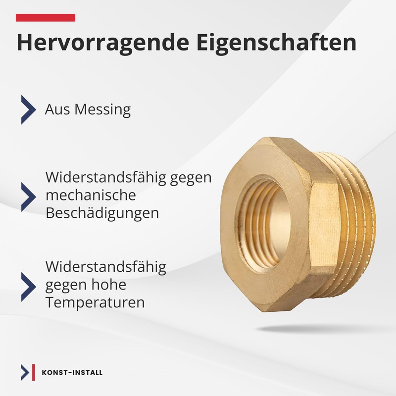 1/2 Inch to 3/8 Inch Reducer, Brass, Male Thread X