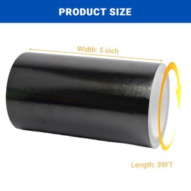 Awning Repair Tape 5IN x 39FT – Waterproof Heavy Duty Patch Kit for RV Awning, Tarp, Underbelly, Tent, Canvas, Boat Cover, Sail, Canopy, Fabric – UVproof, Heat-Resistant Outdoor Tear Repair Tape Black