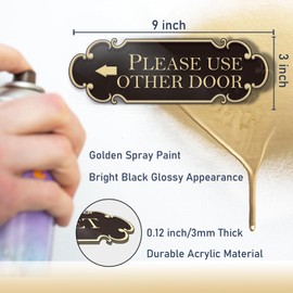 Please Use Other Door Sign Left Arrow 9x3 inch Spay Gold - Self-adhesive Signage for Offices Home Business