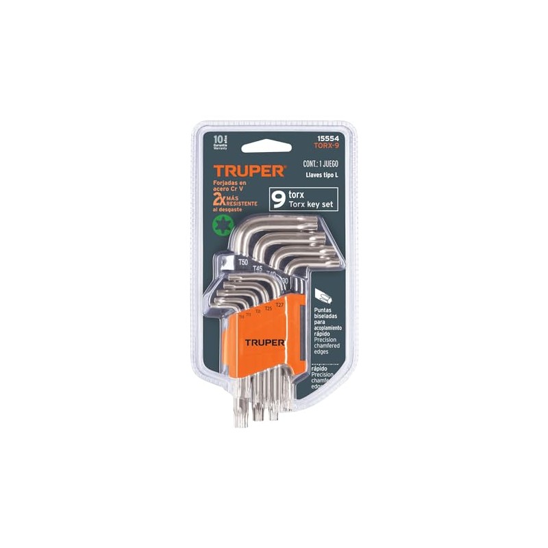 Truper TORX-9, Juego de llaves Torx, 9 piezas con organizador