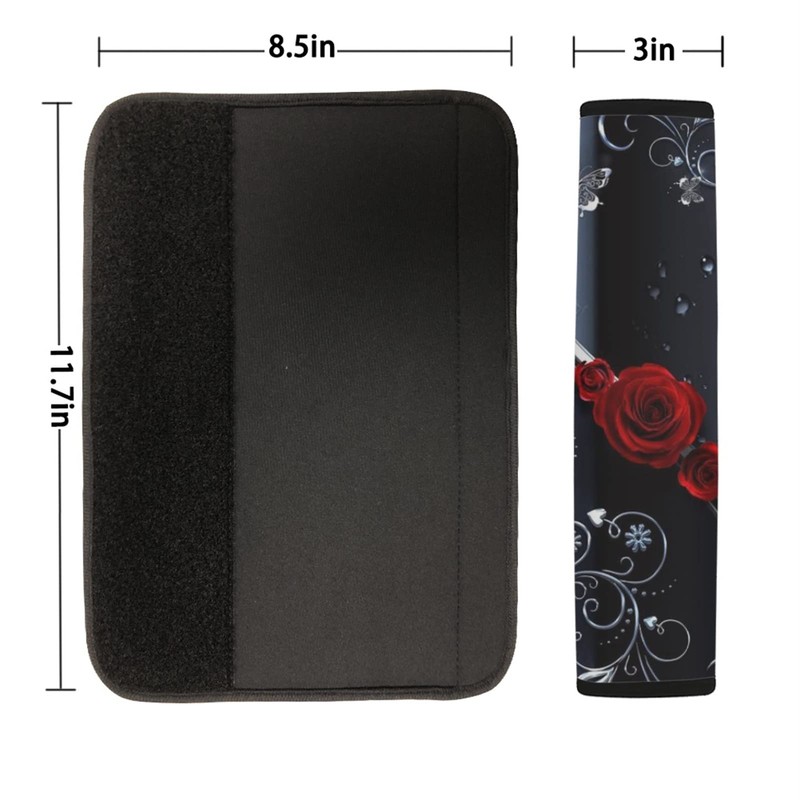 SCRAWLGOD Gothic Rose Auto-Sicherheitsgurtbezüge für Damen, Jugendliche, Mädchen, Universal-Autozubehör, Sicherheitsgurt-Pads,