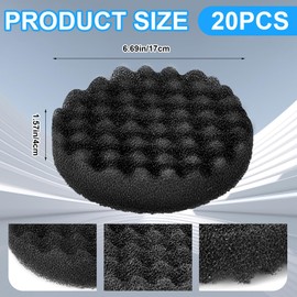 Uiifan 20 Pieces Foam Filter Pads Compatible with Fluval FX4/ FX5/ FX6 Filters Replacement Foam Pads Canister Filter Aquarium Filter Accessories, 6.69 x 6.69 x 1.57 Inch, Black