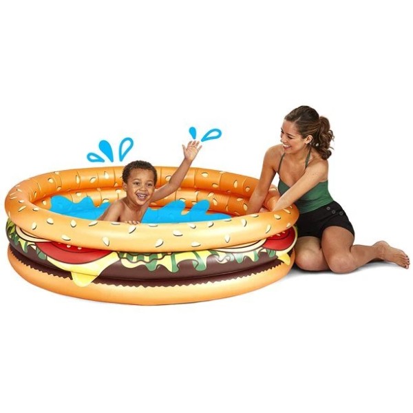 BIGMOUTH INC. CHEESEBURGER Inflatable Kiddie Swimming Pool Backyard Portable Fun