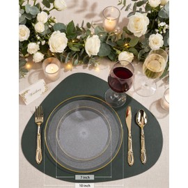 Nervure 100PCS Clear Gold Plastic Plates,Gold Disposable Plates Heavy Duty,Frosted Grain Base Includes 50Pcs 10 inch Dinner Plate & 50Pcs 7 inch Dessert Plate for Weddings,Parties and Events