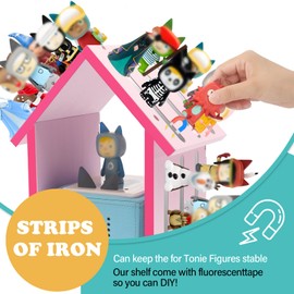 RZYLKA for Tonies Box Tonies Shelf Storage, for Tonie Storage Shelf Magnetic, Compatible with Player Character for Children Room, Wooden House (Pink)