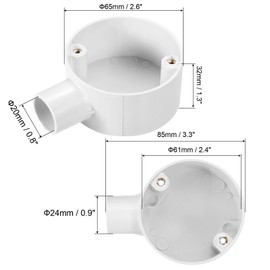 sourcing map 5Pcs PVC Conduit Box Junction Box 1 Way 20mm with Cover, M4 Screws for Home Hose Electrical Conduit Electronic Projects