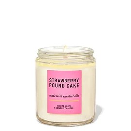 White Barn Bath and Body Works, vela de 1 mecha con aceites esenciales, 7 onzas, muchos aromas (Pastel de libra de fresa), cera de soja blanca,...    