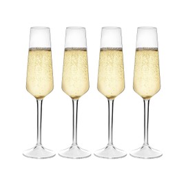 MICHLEY Plastic Champagne Flutes Glasses Set of 4, 7.5 oz Unbreakable Tritan Sparkling Wine Glass, Anniversary, Wedding Gifts