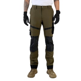 Ellobird Construction Work Pants for Men Summer Cargo 4 Way Stretch Relaxed Fit Water Repellent Double Knee Work Utility Ivy Green