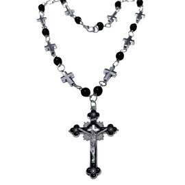 Collar con colgante de perlas para mujer, estilo hiphop, religioso, cadena de cuello crucifijo, joyería de tendencia, bautizos                        