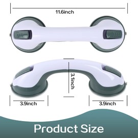 NEXCOV 2PCS Shower Handle, Strong Suction Cup Shower Handles, Grab Bars for Seniors Bathroom, Children, Disabled Non-slip Safety Assisted Balance Bathtub Handle