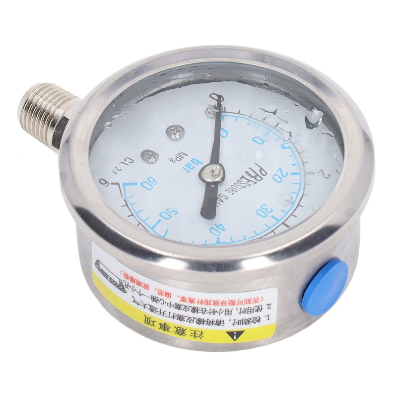 Pressure Gauge Stainless Steel Vibration Resistant Oil Manometer 1/4in NPT