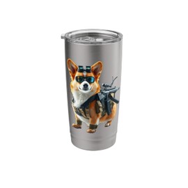 Tactical Corgi Humor for Dog Lovers, Men and Women Stainless Steel Insulated Tumbler