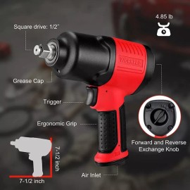 WORKPRO 1/2 inch Drive Air Impact Wrench Pneumatic Impact Wrench 880ft.lbs