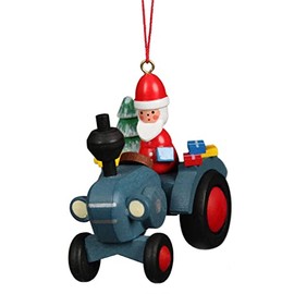 Alexander Taron 10-0640 Christian ULBRICHT Ornament-Tractor with Santa, Holiday Blue