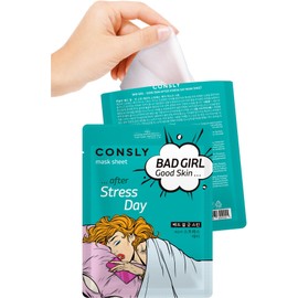 CONSLY_Bad Girl Good Skin Face Mask Set (4 pack), Hydrating and Revitalizing Mask Sheets for Tired, Stressed, and Dehydrated Skin, Bamboo Extract, Hyaluronic Acid, Snail Mucin, and Aloe