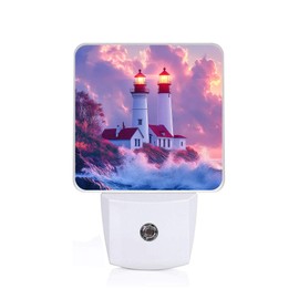 Cosharkly Sunset Lighthouse Night Light,Night Lights Plug into Wall,Led Lamp for Stairway/Hallway/Bedroom 0.5W Nightlight Sleep Friendly