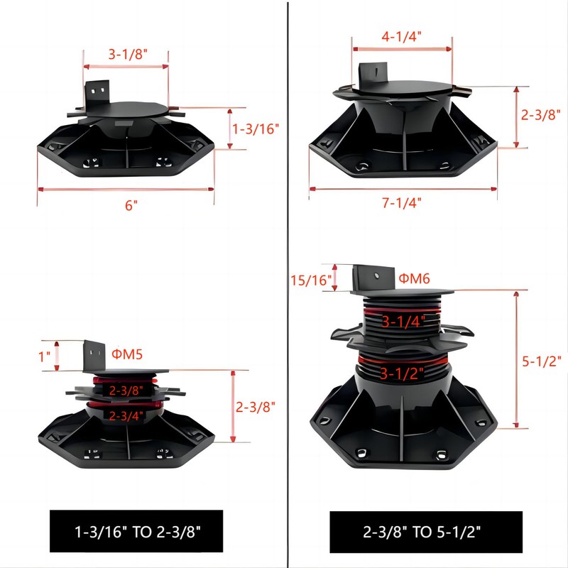 12Pack Adjustable Deck Support Pedestal - Base Support for Floating