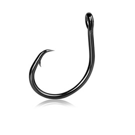 9KM DWLIFE Fishing Circle Hooks 3XStrong Inline Barbed Fish Hook,High Carbon Steel Non-Offset Closed Eye Wide Gap for Catfish Striped Bass Salmon Fresh and Saltwater 12/0#(25pcs/Pack)