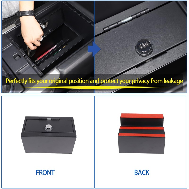 Center Console Safe Box Compatible with Nissan Titan 2016-2023, Armrest