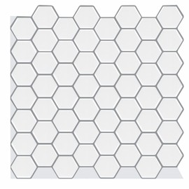 Decopus 3D Marble Tile Peel and Stick Backsplash (Hexagon) for Flooring Kitchen Bathroom Self Adhesive Vinyl Tile Honeycomb… (10pc/Pack, Hexagon -Mono White)