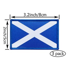 3Pcs Scotland Scotsman Flag Patch 2x3 Inch, Hook Loop Tactical Embroidered Armband Country Flag Patches for Backpack Hat Vest Jacket.