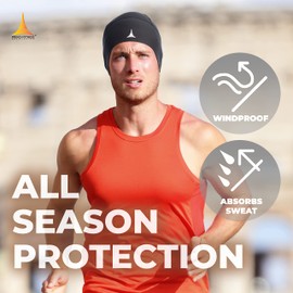 French Fitness Revolution - Skull Cap Helmet Liner Running Beanie - Ultimate Thermal Retention and Performance Moisture Wicking. Fits Under Helmets Black