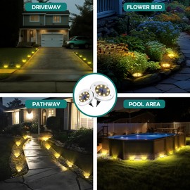 PATIOWIN Solar Ground Lights, 12 Pack Solar Pathway Lights Outdoor Waterproof, Solar Garden Lights Landscape Lighting for Patio, Yard, Driveway, Walkway (Warm White)