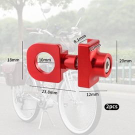 Bamyli Pack of 2 Bicycle Chain Tensioners, Aluminium Alloy Bicycle Chain Tensioner Universal for Mountain Bikes, Off-Road Bikes (Red)