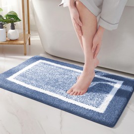 Color&Geometry Bath Mats for Bathroom Non Slip, 24"x36" Large Light Blue Bathroom Rugs, Absorbent, Soft, Washable, Microfiber Shower Mat Outside Shower