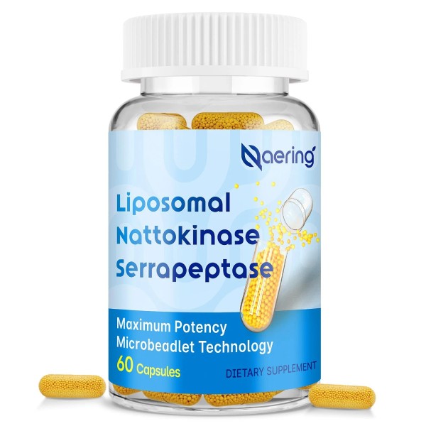 Naering Liposomal Nattokinase 12,000 FU Serrapeptase 360,000 SPU Enzyme Supplement