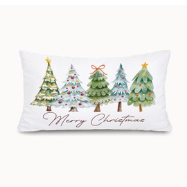 MOFUYU Merry Christmas Tree Pillow Coverss 12x20, Christmas Room Decor,Preppy Xmas Lumbar Pillow Coverss Decorative for Bedroom Living Room Home Sofa Couch