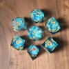 Elifel Liquid Core DND Dice Set 7pcs, Resin Sharp Edged Polyhedral Dice for Dungeons and Dragons, Handmade RPG D20 D12 D10 D8 D6 D4 Dice, Koi Fish Ocean Themed D&D Dice Role Playing Dice