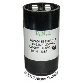 43-52 uF x 220/250 VAC - Packard PTMJ43 Start Capacitor - BMI Replacement # 092A043B250AC1A - Made in The USA