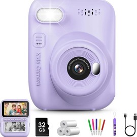 Gofunly Kids Instant Print Camera, 32MP HD Photo with 3.0-inch Screen, Christmas Birthday Gift for Boys Girls Age 3-12, Portable Digital Camera for Kids - Specification: purple