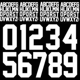 QIUKUI 8 Inch Vinyl Iron on Numbers and 2 inch Iron on Letters Heat Transfer Numbers for Jerseys Clothing T-Shirt Bag (White Color)……