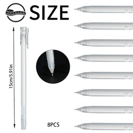 YOUYIKE Pack of 8 Gel Pens White Pen for Artists Highlight Sketching Pens 0.8mm White Gel Pen for Black Paper Sketching Drawing