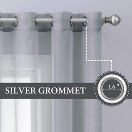 MIULEE Solid Color Sheer Curtains 84 Inches Long 2 Panels Set - Elegant Lightweight Grommet Light Filtering Window Voile Panels/Drapes/Treatment for Bedroom Living Room W42 x L84 Inch, Dark Grey